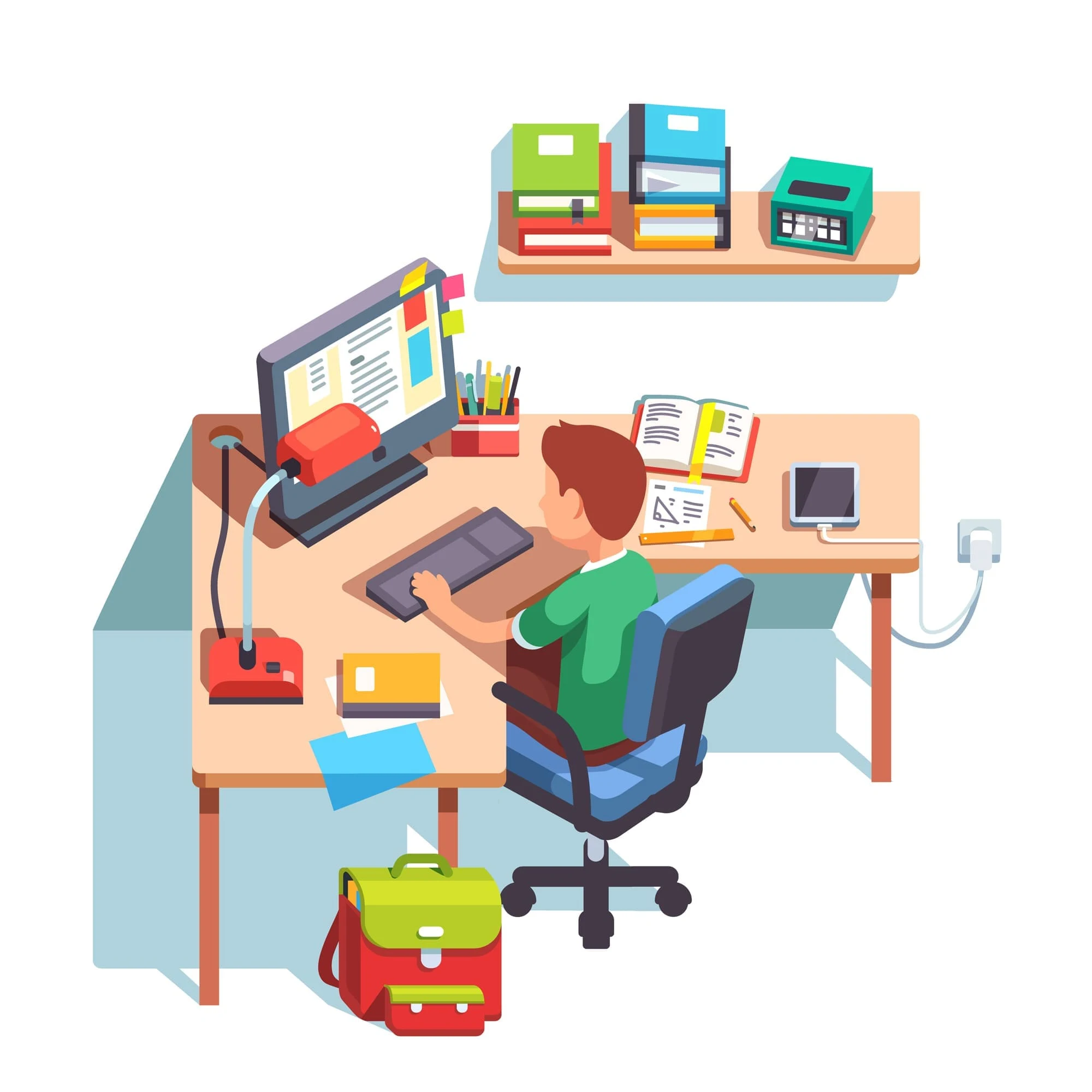 illustration image of someone studing on desk