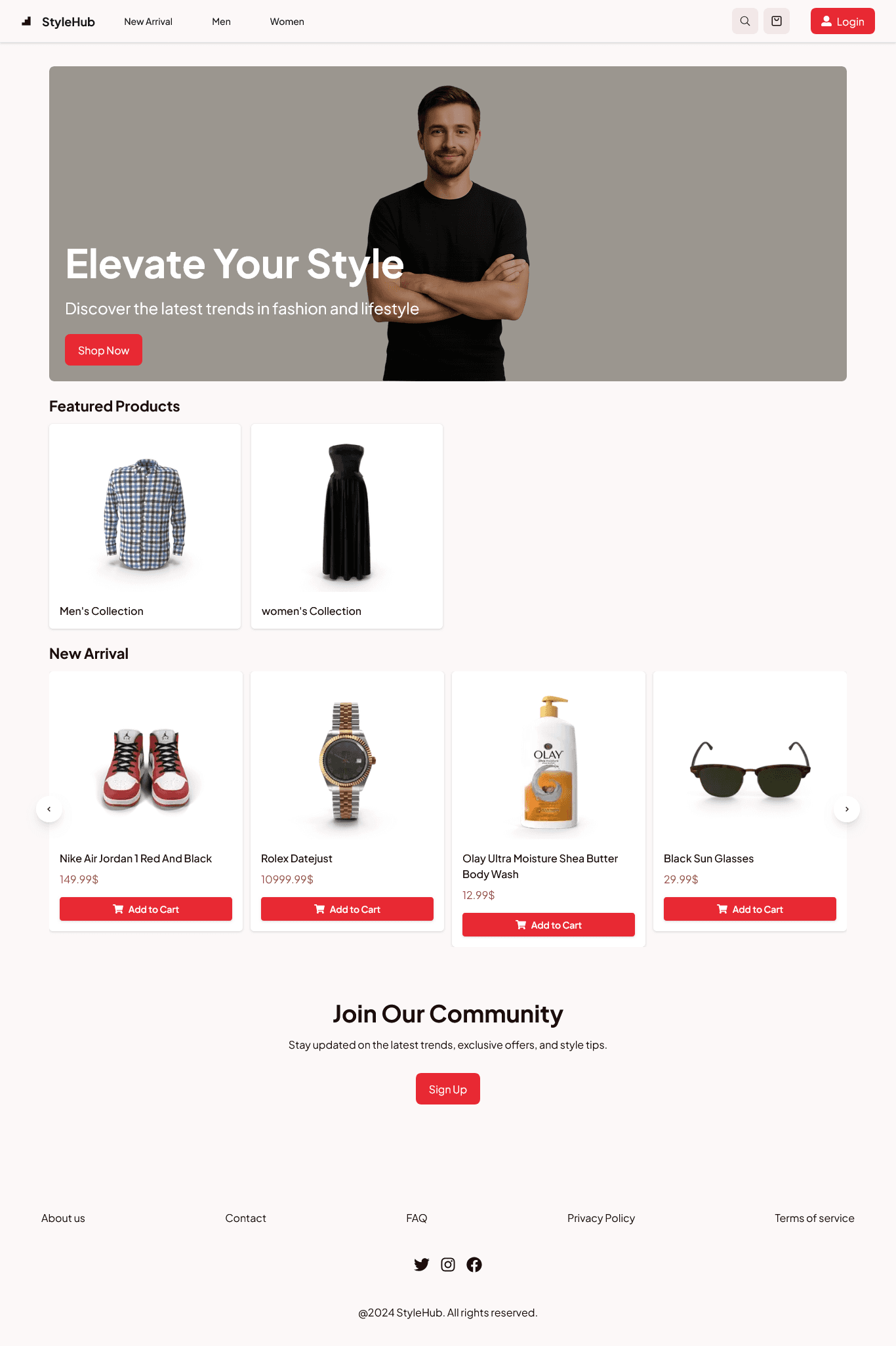 Screenshot of Style Store website project
